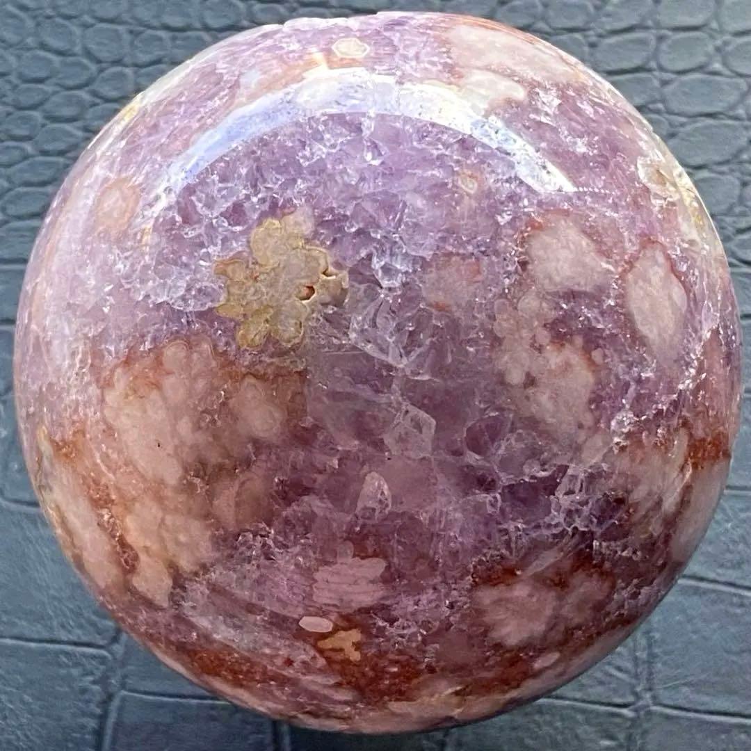 美しいパープルピンク❣️\"ピンクアメジスト&桜めのう\"の大玉73.5mmスフィア❣️