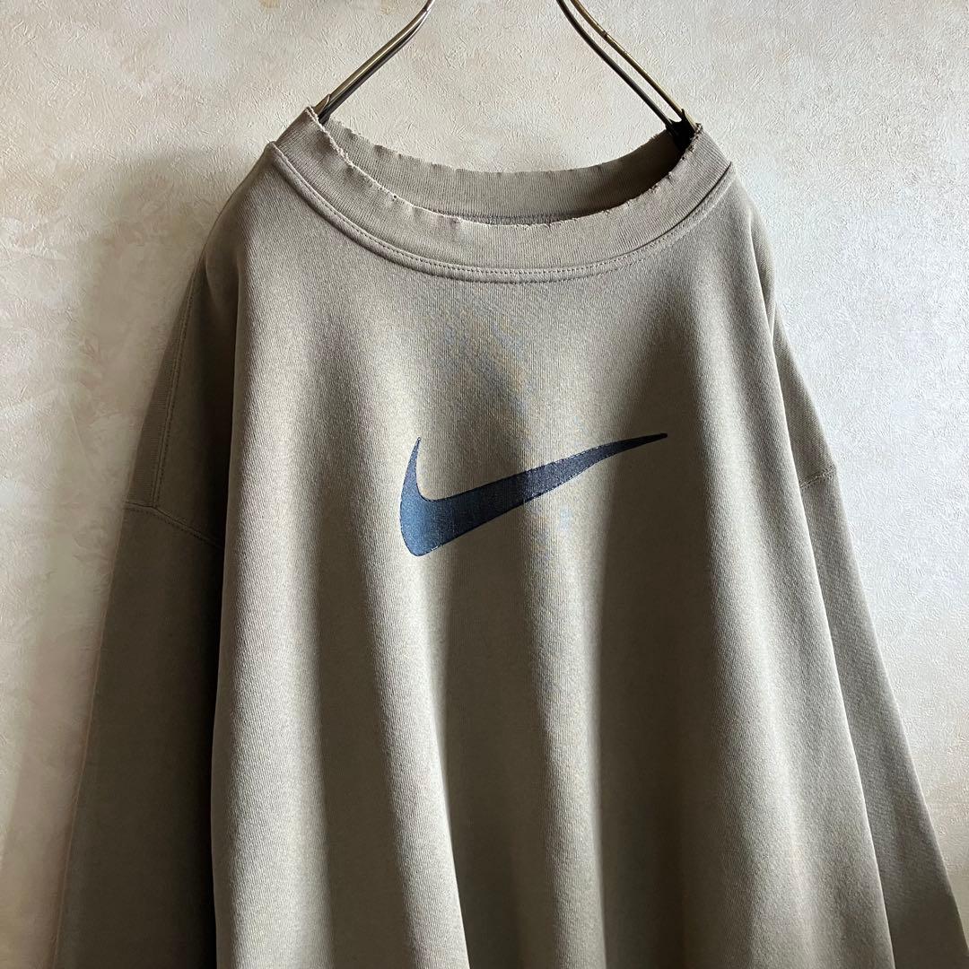 雰囲気◎90's USA製 ナイキ\"BIG SWOOSH\"スウェットXL 襤褸