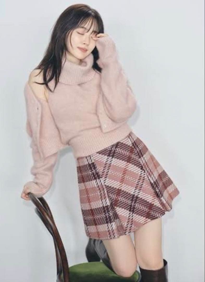 SNIDEL ロービングチェックミニスカート　ピンク　PNK