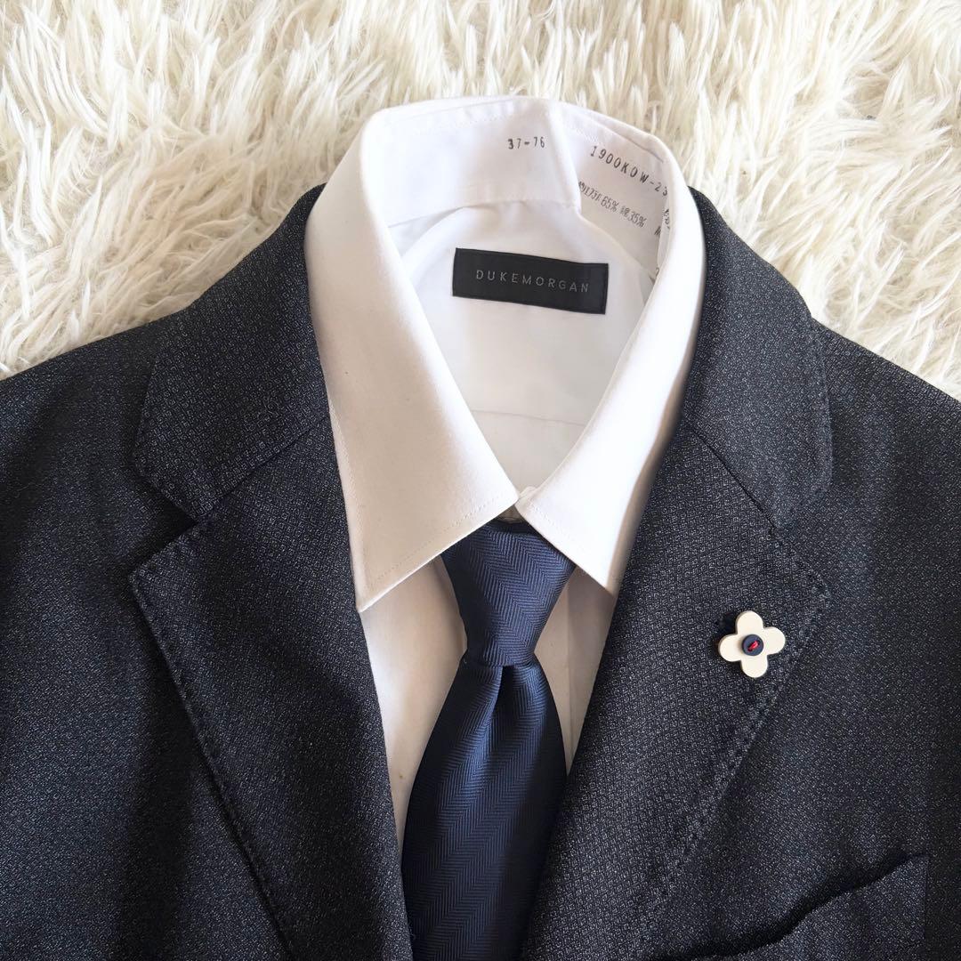 <美品>LARDINI easy wear新ロゴ ダークグレー ウールスーツ54