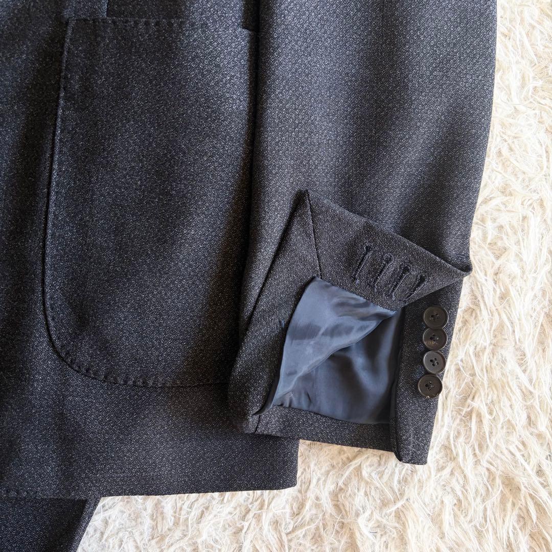 <美品>LARDINI easy wear新ロゴ ダークグレー ウールスーツ54