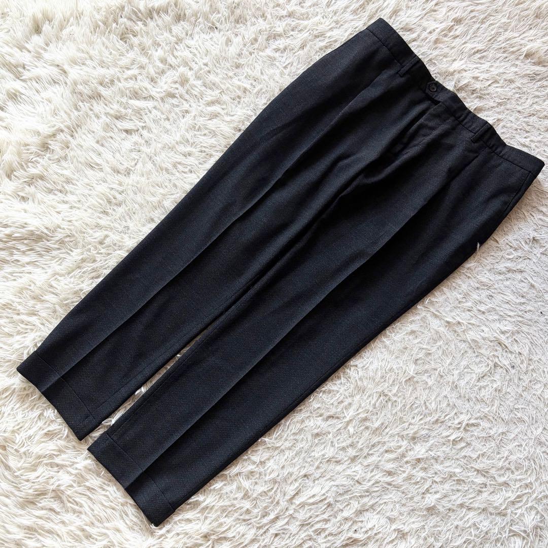 <美品>LARDINI easy wear新ロゴ ダークグレー ウールスーツ54