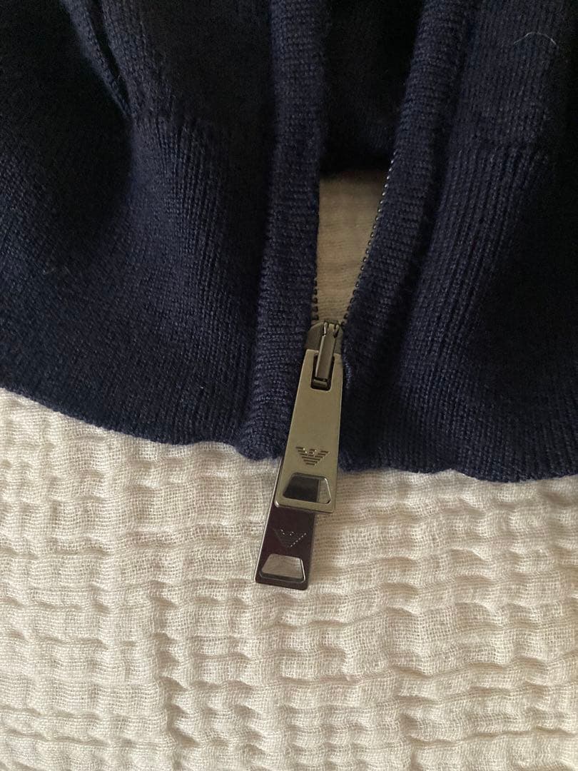 EMPORIO ARMANI ハイゲージ フルジップアップセーター ネイビー L