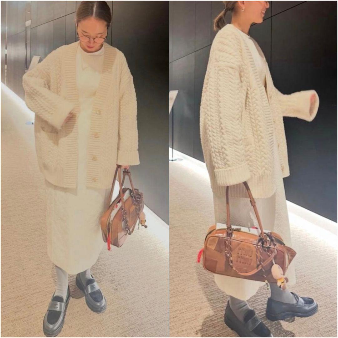 ■YORI ヨリ ケーブル編みニットカーディガン オーバーサイズ 38 美品