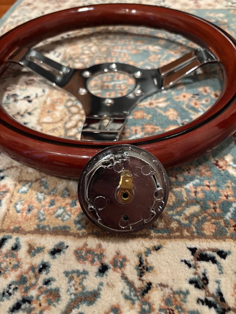 小径　ウッド ステアリング　mooneyesホーンボタン