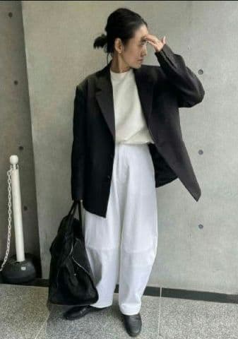 【AYAKANEKO×L'ESSAGE】コクーンパンツ ホワイト　白　金子綾