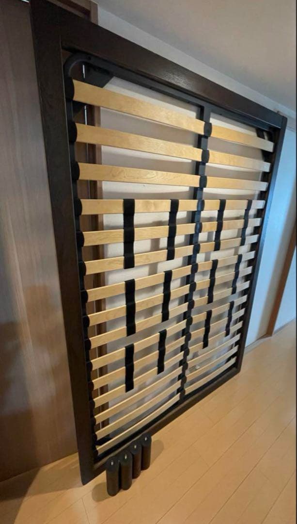 NCNR【8,000円】無印良品ダークブラウンダブルベッドフレーム脚付き