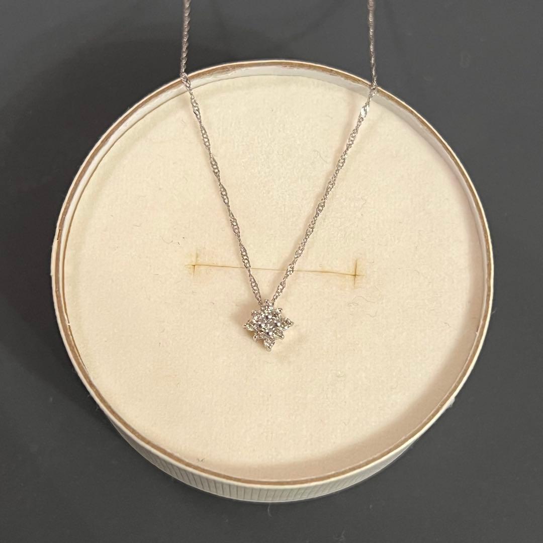 ＊美品＊K18WG 0.1ctダイヤモンドネックレス