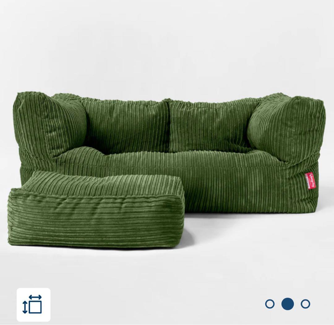 【美品】lounge pug ソファ　ビーズ　2人掛け　グリーン　オッドマン　緑