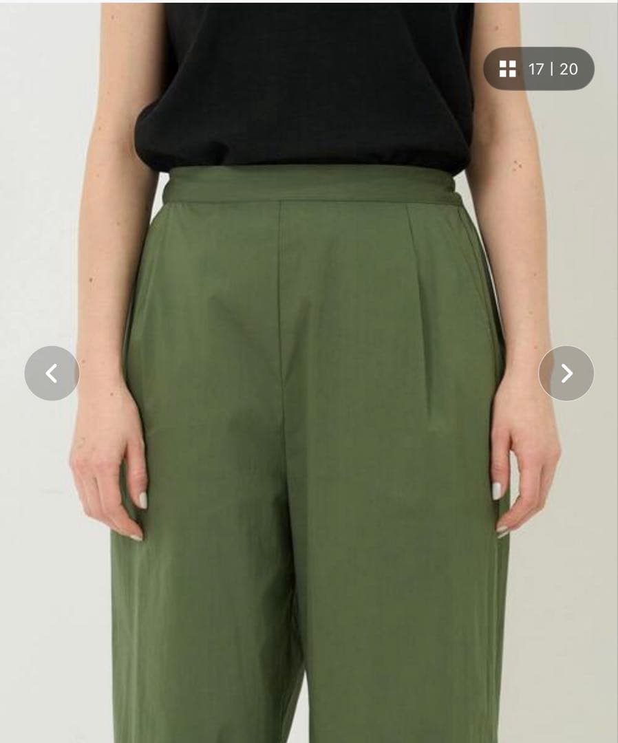 新品タグ付コンジェペイエ ストレッチナローパンツ ウエストゴム＆リボン カーキ