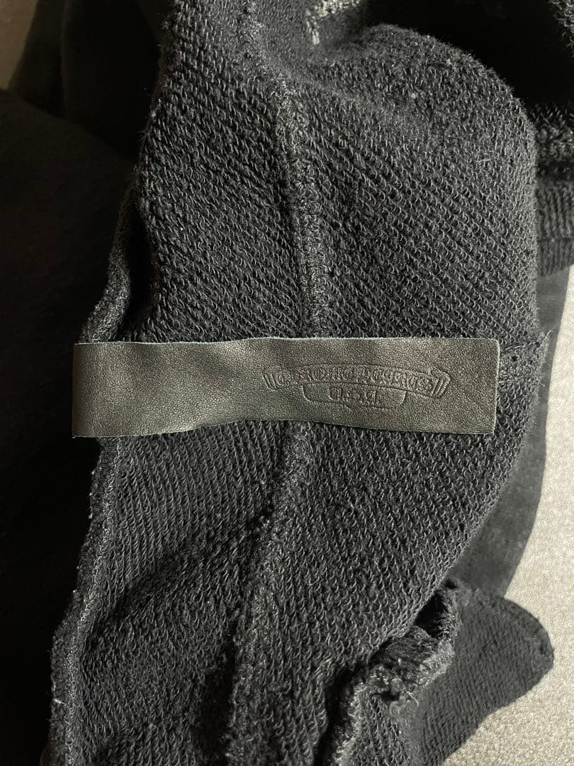 【正規品】クロムハーツ スウェットショート クロスパッチ ジップポケット 黒　L