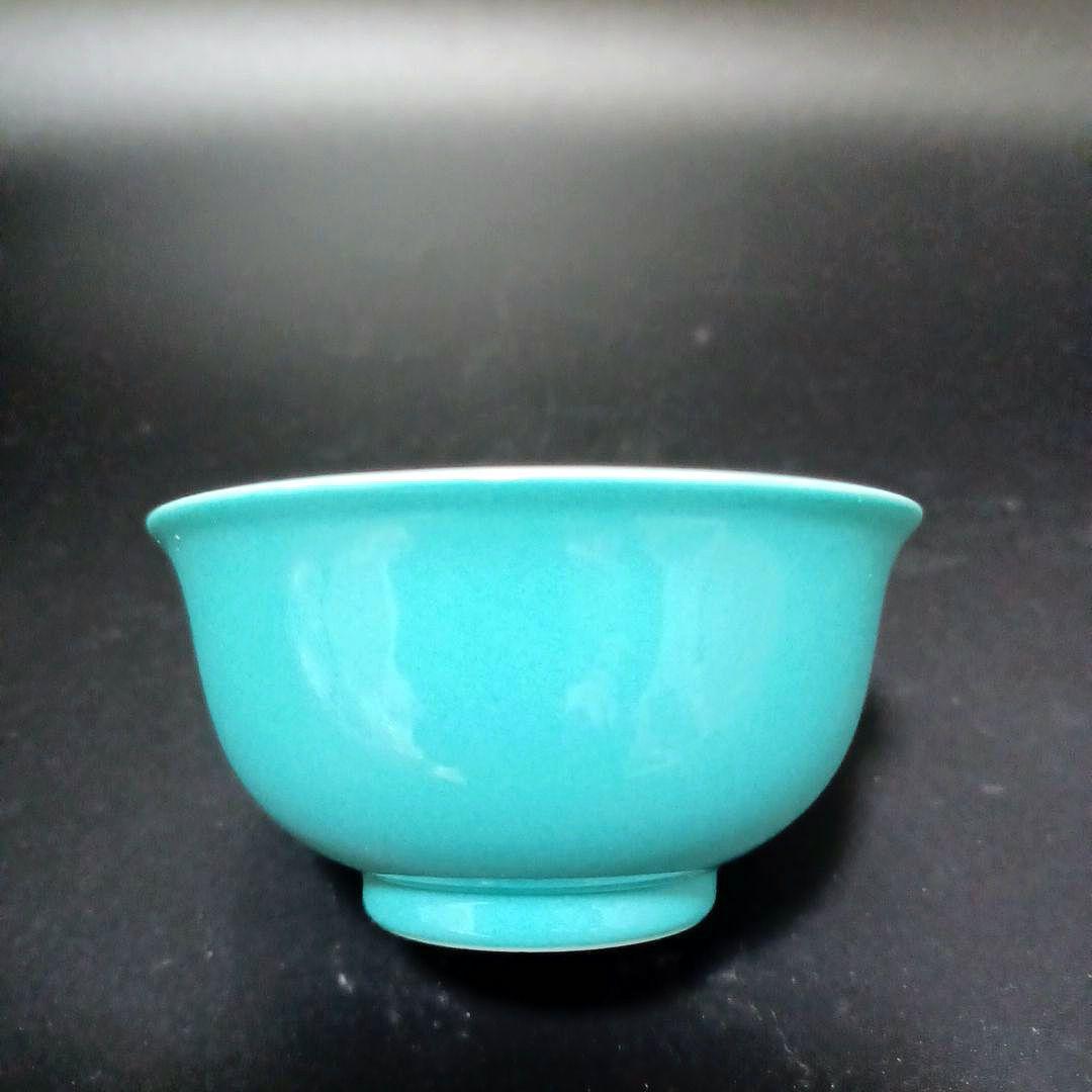 清　天藍釉茶碗　中国古美術