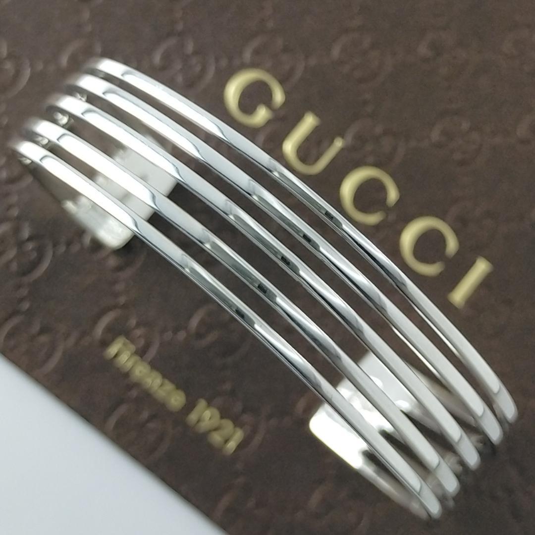 ★SALE★【GUCCI】5連　オープン　ライン　カフ　バングル　1424