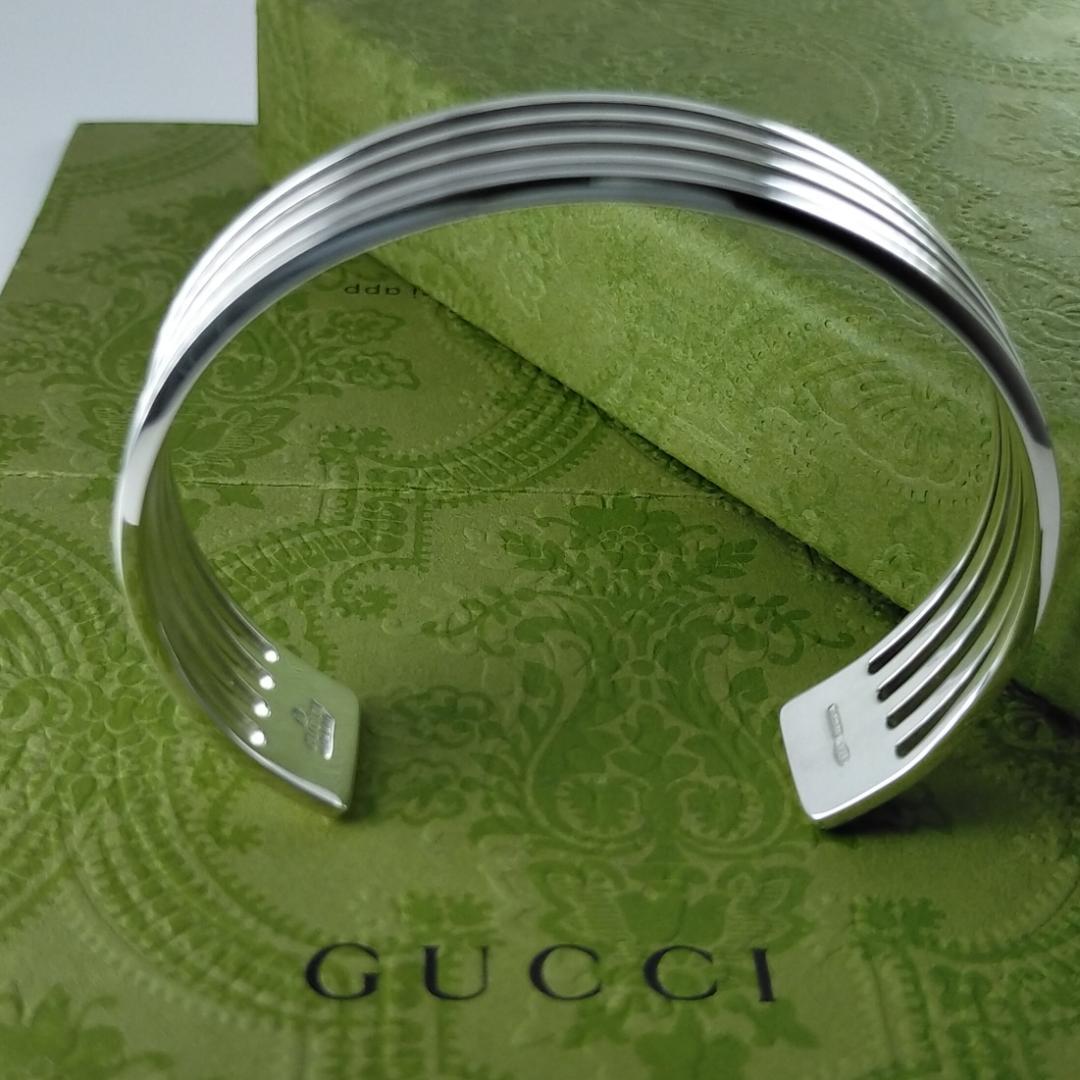 ★SALE★【GUCCI】5連　オープン　ライン　カフ　バングル　1424