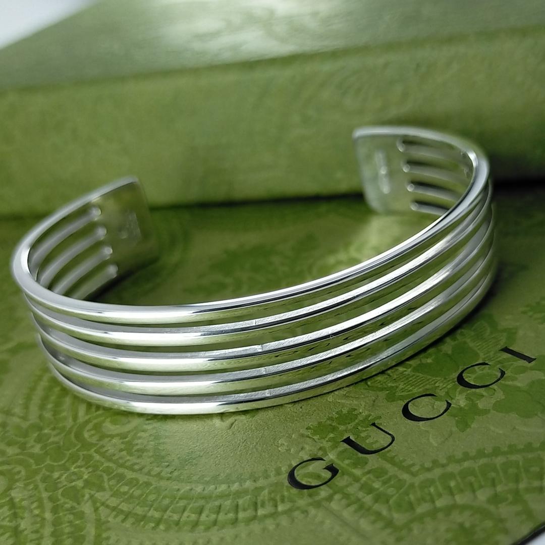 ★SALE★【GUCCI】5連　オープン　ライン　カフ　バングル　1424