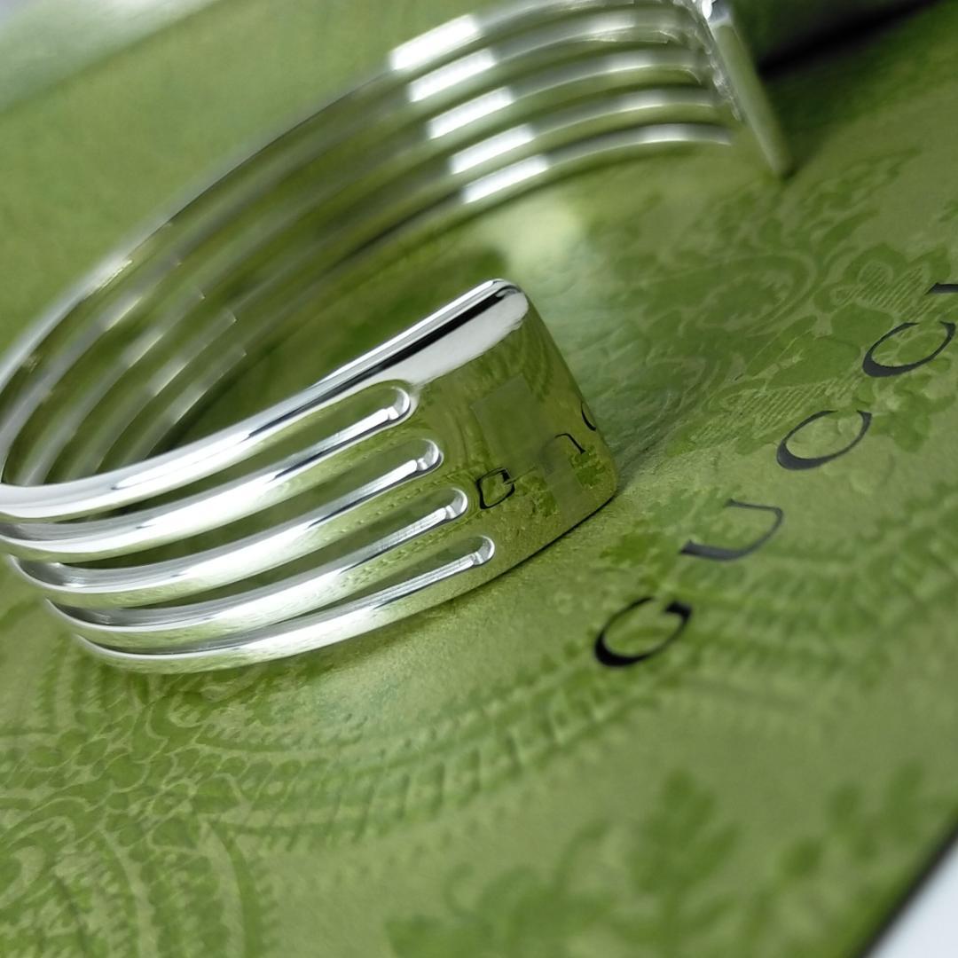 ★SALE★【GUCCI】5連　オープン　ライン　カフ　バングル　1424