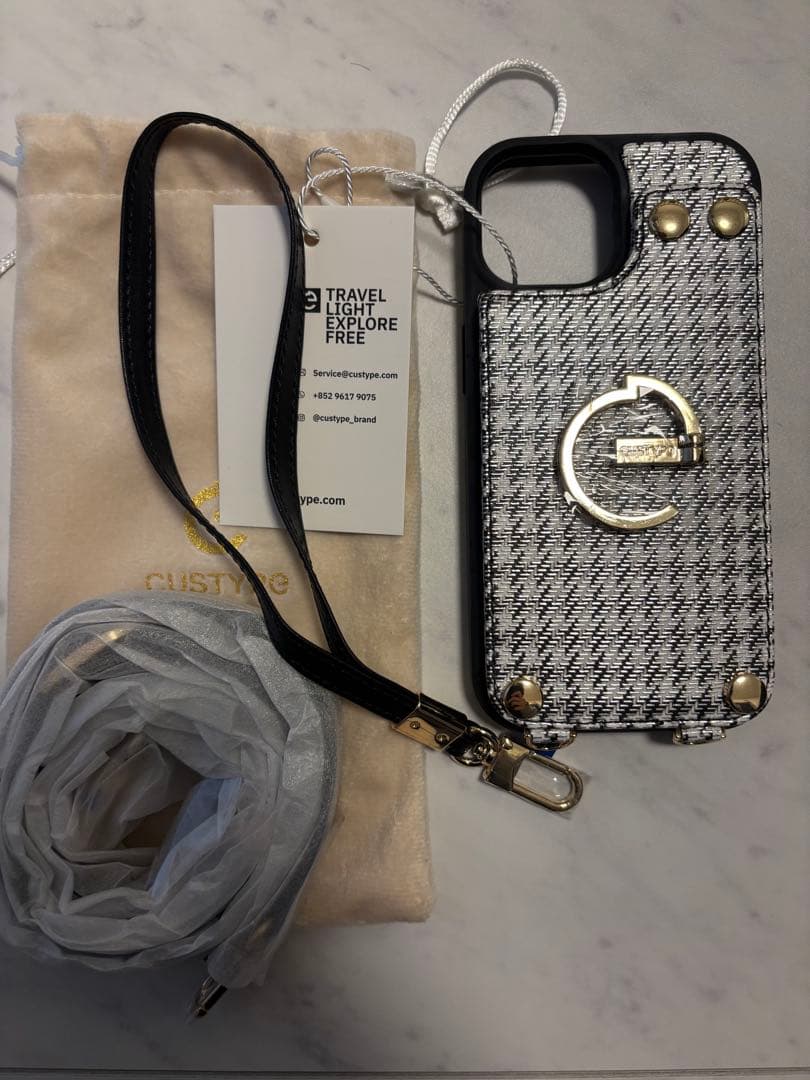 CUSTYPE千鳥格子ブラック新品未使用iPhone15ケース