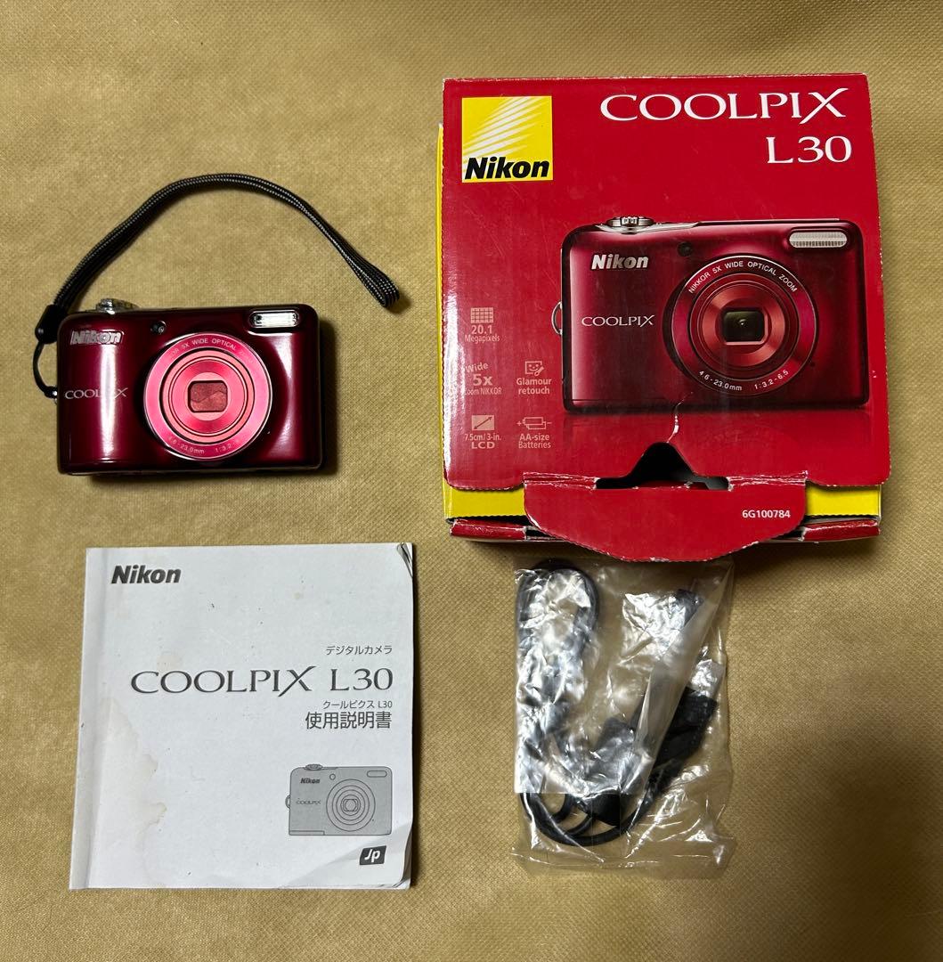 Nikon COOLPIX L30 赤 デジタルカメラ 乾電池タイプ