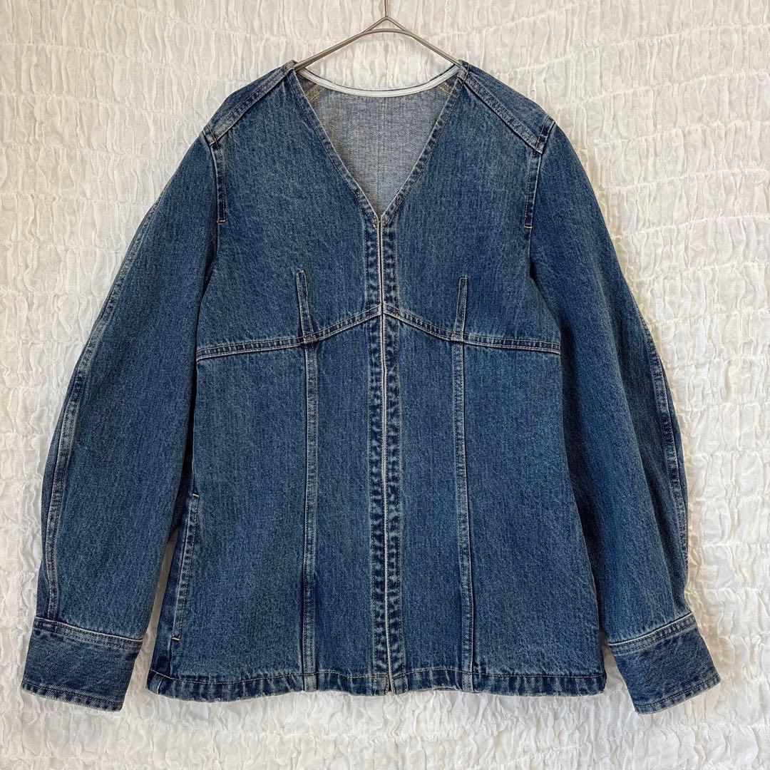 アダムエロペ フロント ホック デニム ブラウス＆パンツ セットアップ 2025