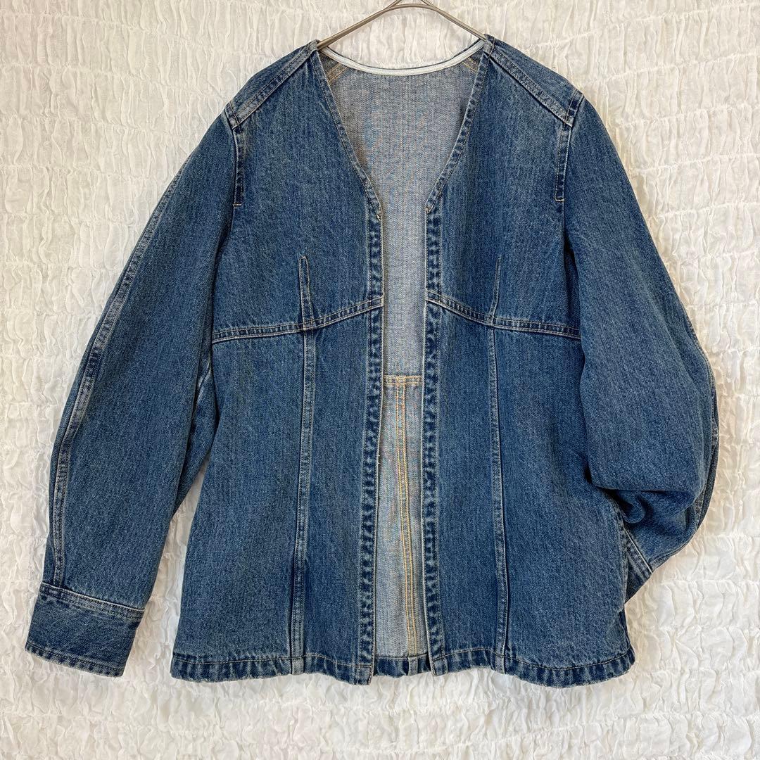 アダムエロペ フロント ホック デニム ブラウス＆パンツ セットアップ 2025