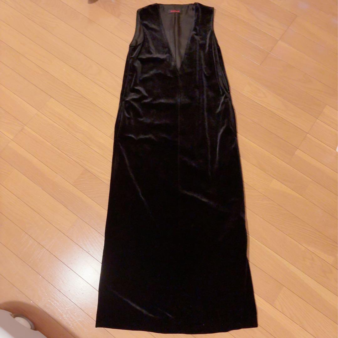 CABaN ソフトベロア Vネックロングワンピース XS ブラック