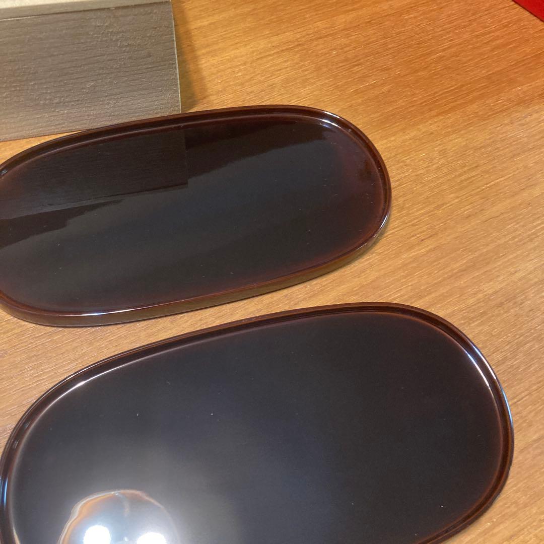 漆器 楕円形皿 5枚セット 木箱入り 越前塗