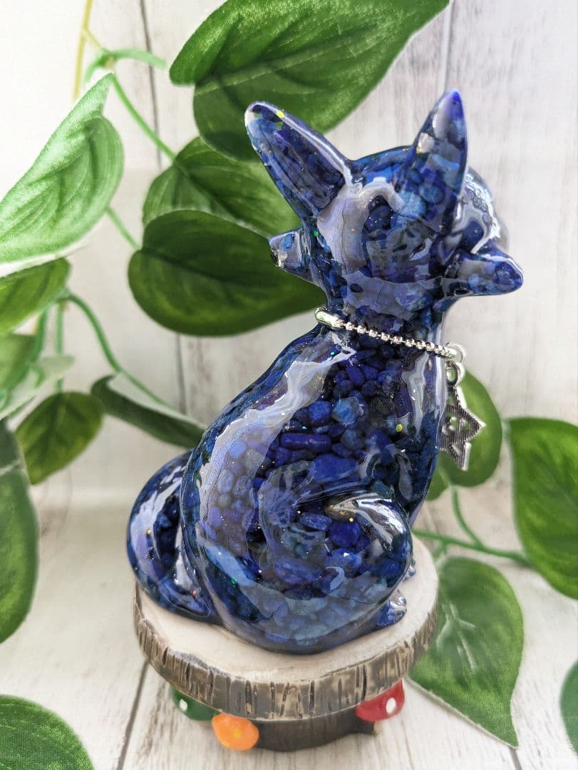 【ひまわり】ラピスラズリのきつねさん形オルゴナイト☆他２点