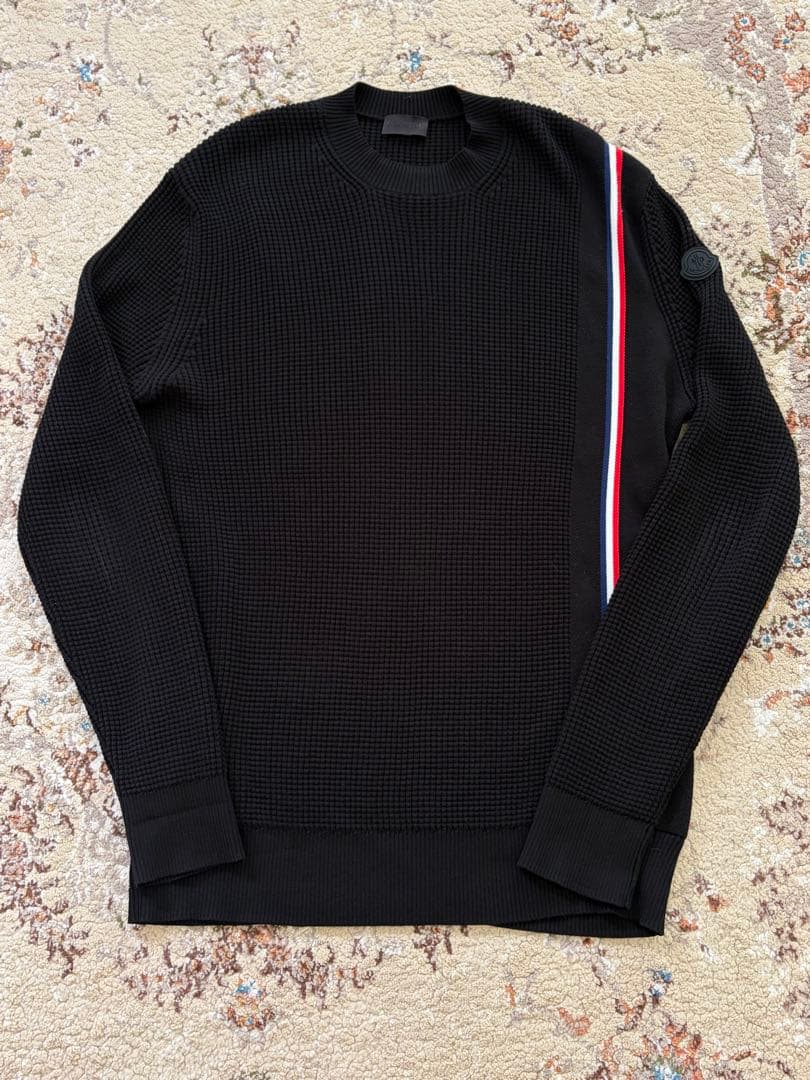 MONCLER トリコロール ワッフル サーマル コットン ニット セーター L