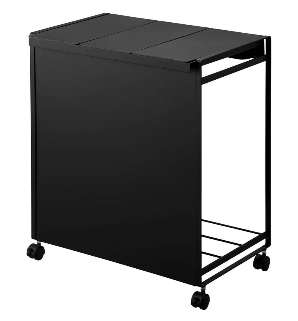 山崎実業 蓋付き目隠し分別ダストワゴンタワー 3分別 ブラック