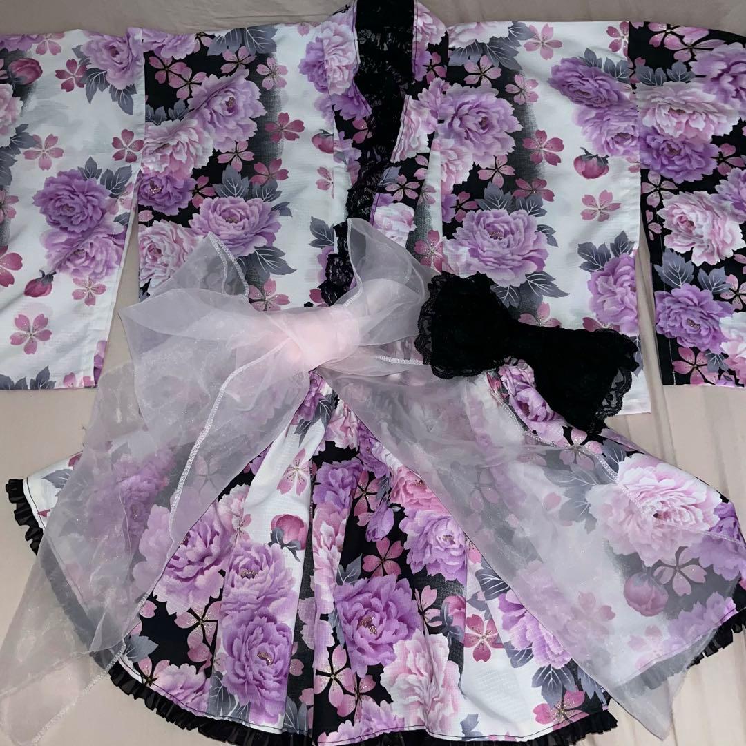 浴衣ドレス 姫ギャル 地雷 紫 黒 大人