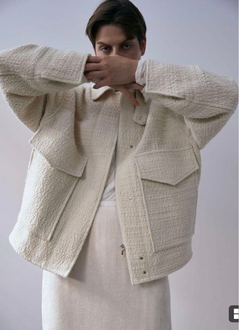 スタニングルアー　アイボリー ループツイードブルゾン