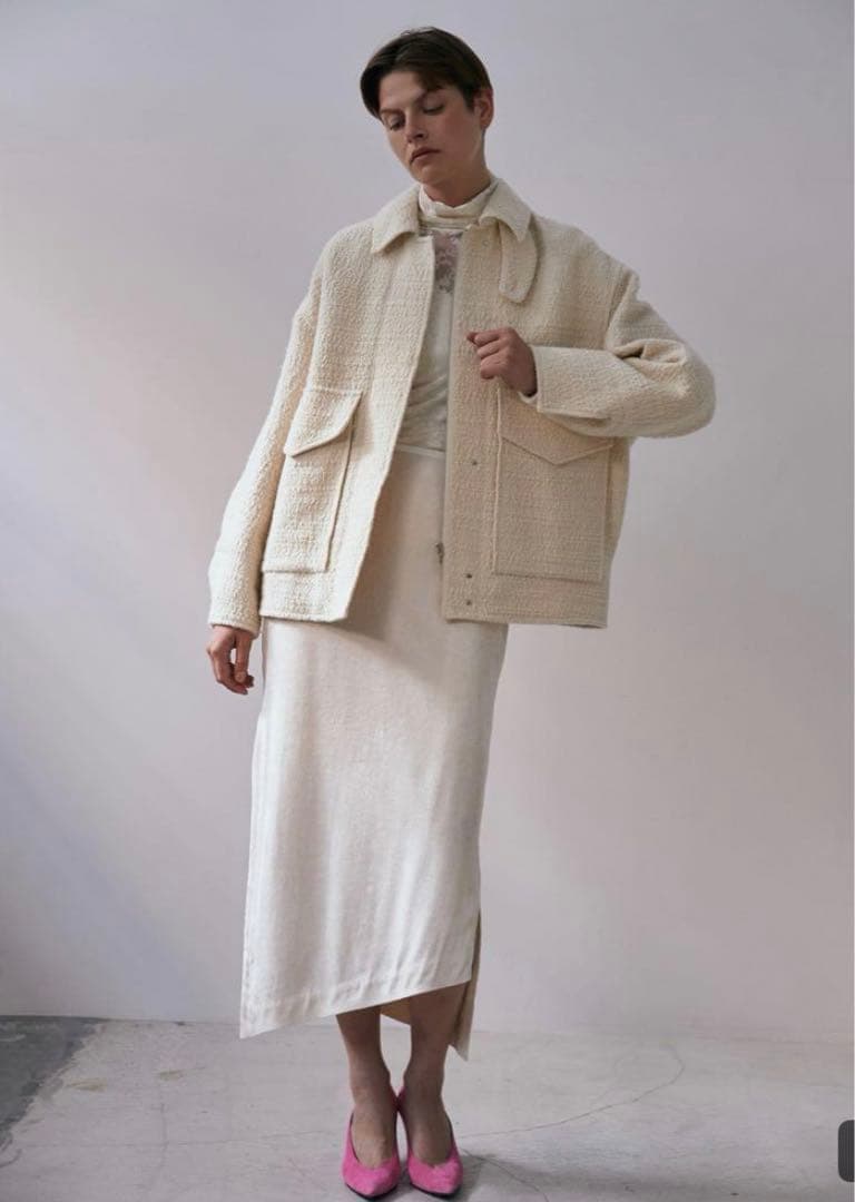 スタニングルアー　アイボリー ループツイードブルゾン