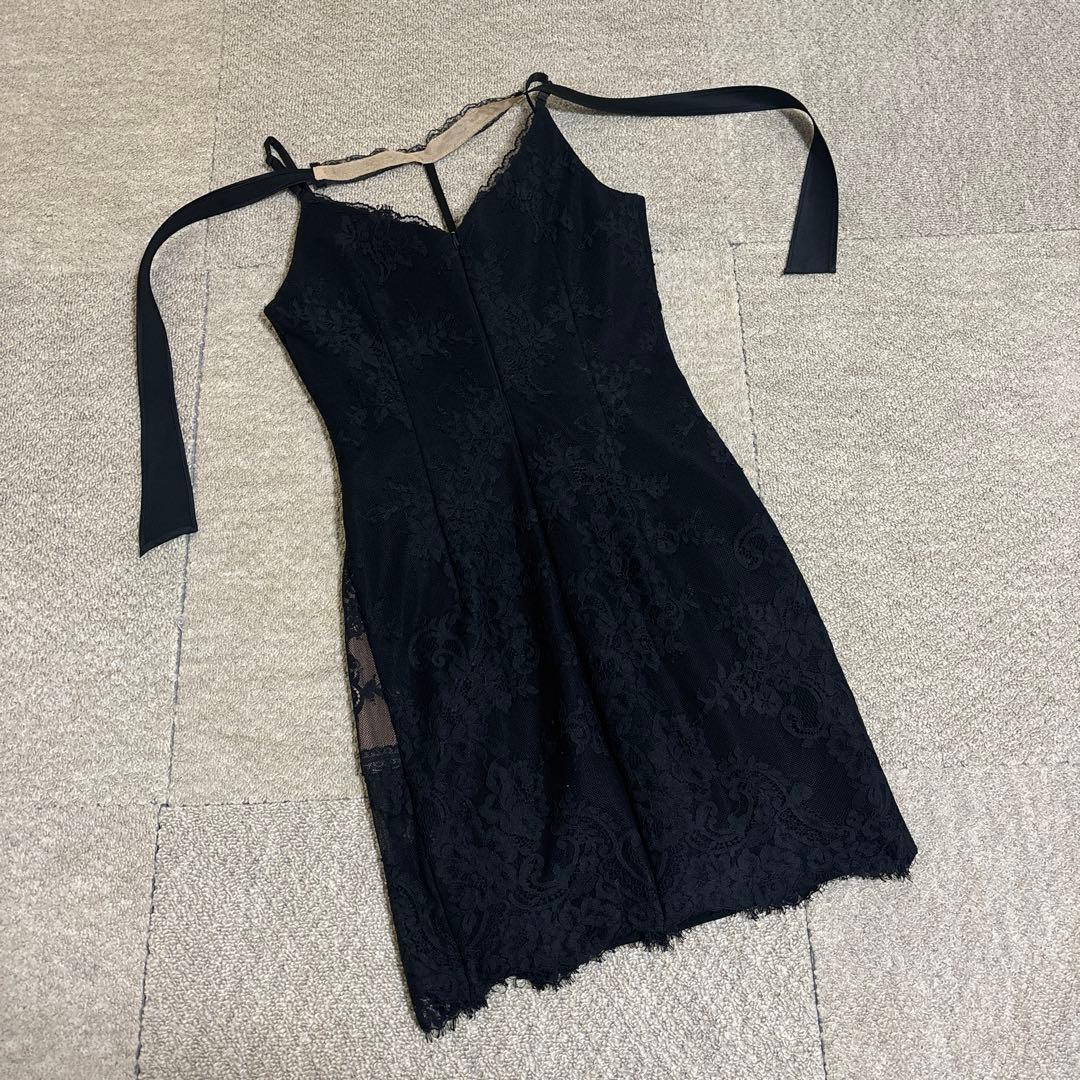 ROBE de FLEURS Glossy 総レース×シアー切り替えドレス