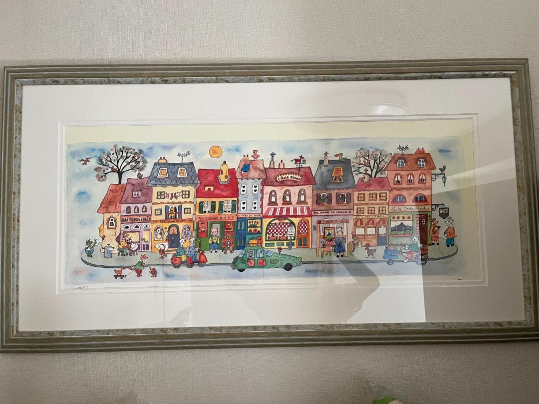 カラフルな街の風景 版画