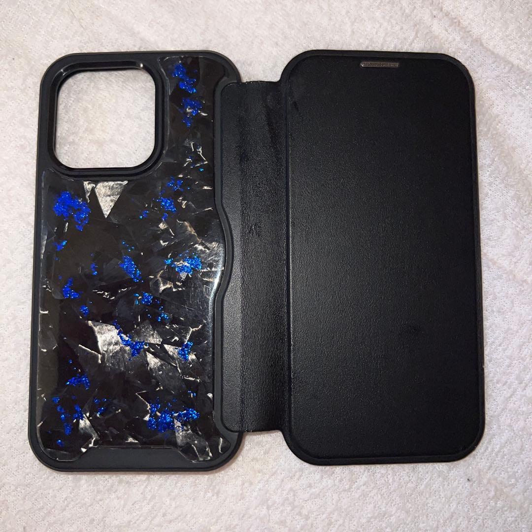 iPhone15Pro カーボン 手帳ケース