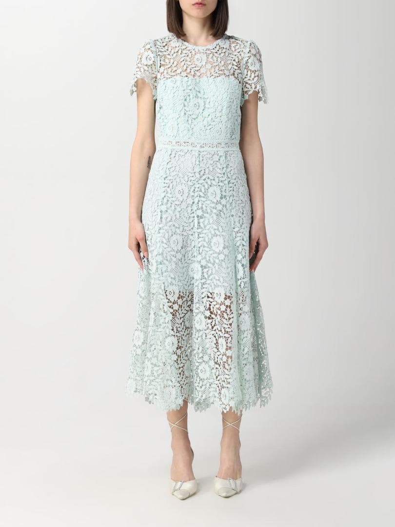 め*ん様 セルフポートレイト ワンピース 花柄 レース 刺繍 グリーン UK8