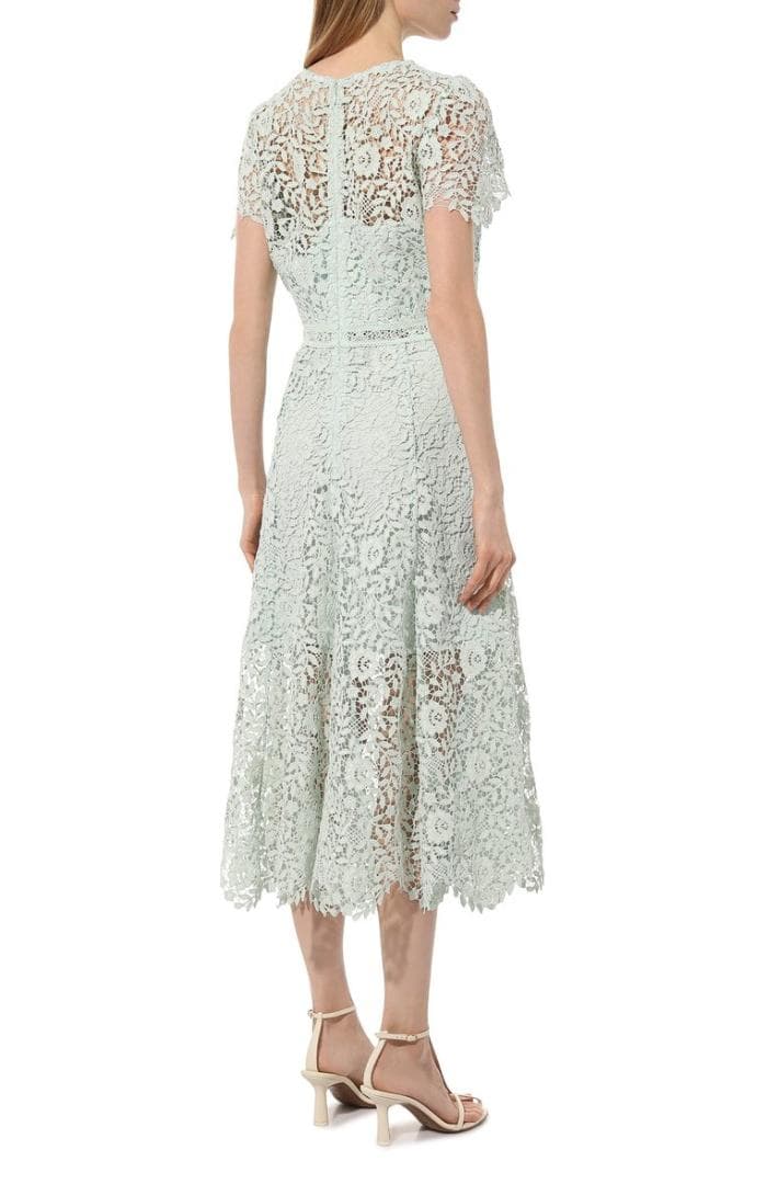 め*ん様 セルフポートレイト ワンピース 花柄 レース 刺繍 グリーン UK8