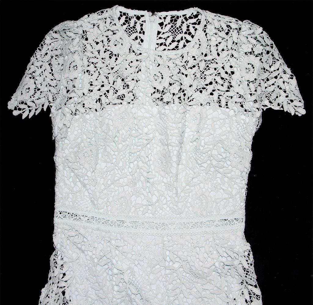 め*ん様 セルフポートレイト ワンピース 花柄 レース 刺繍 グリーン UK8