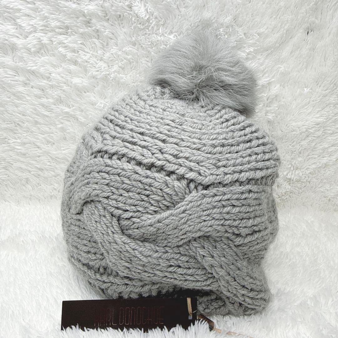 未使用 KARL DONOGHUE ニットキャップ 英国製 ウール ラム ポンポ