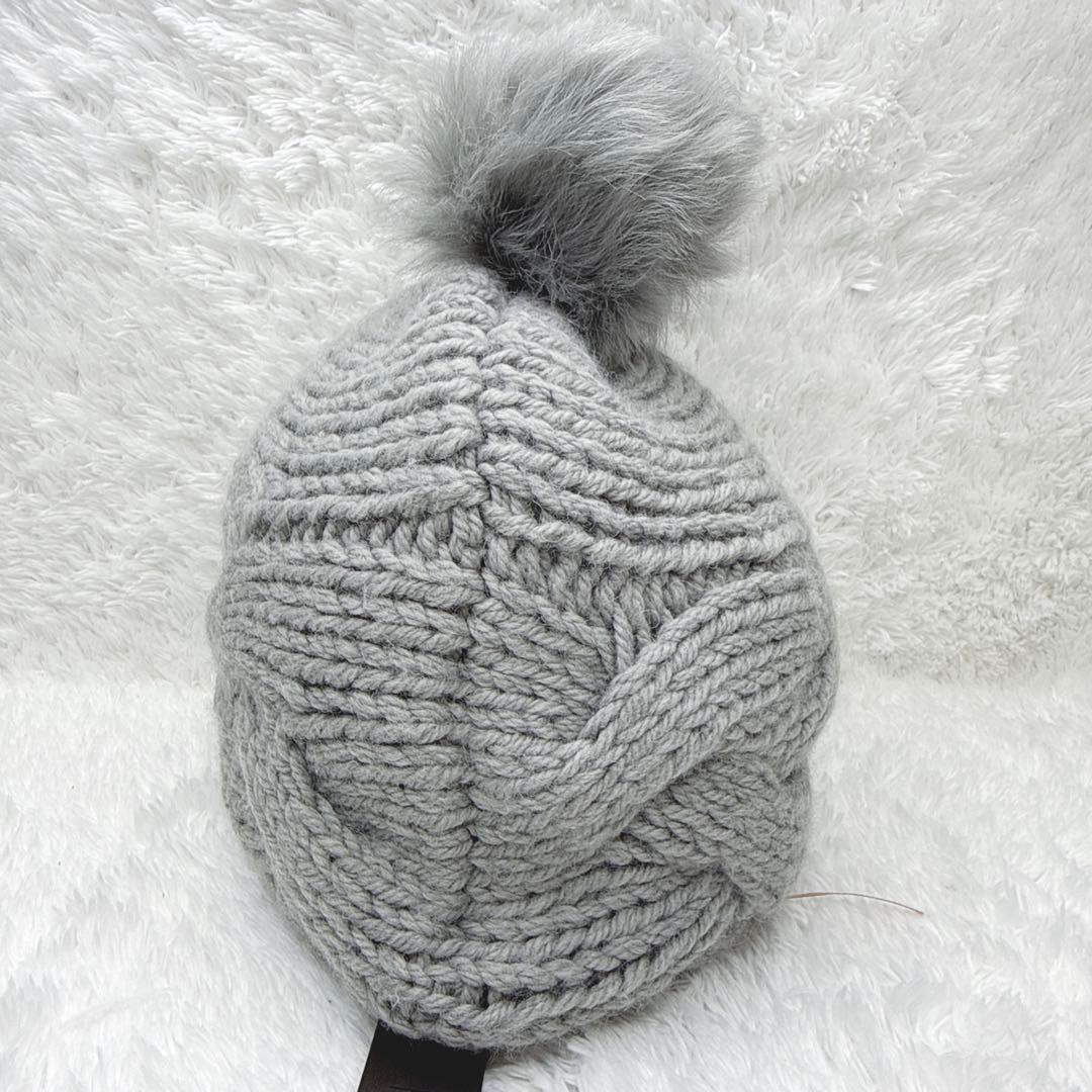 未使用 KARL DONOGHUE ニットキャップ 英国製 ウール ラム ポンポ