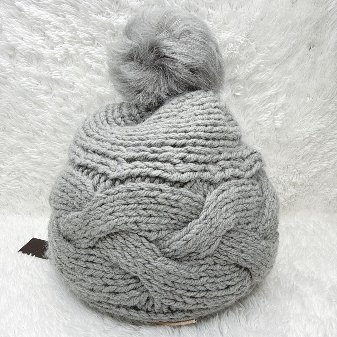 未使用 KARL DONOGHUE ニットキャップ 英国製 ウール ラム ポンポ