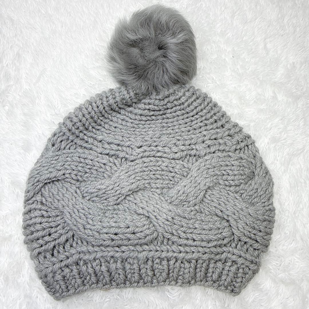 未使用 KARL DONOGHUE ニットキャップ 英国製 ウール ラム ポンポ