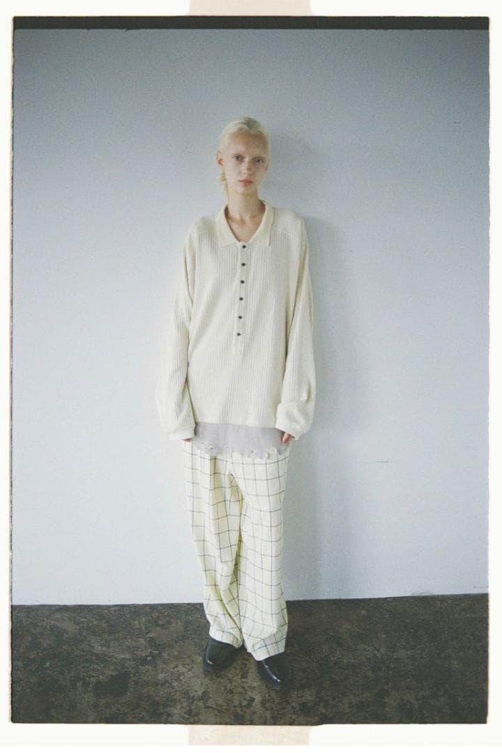 トップス ancellm HENLEY RIB LS T-SHIRT