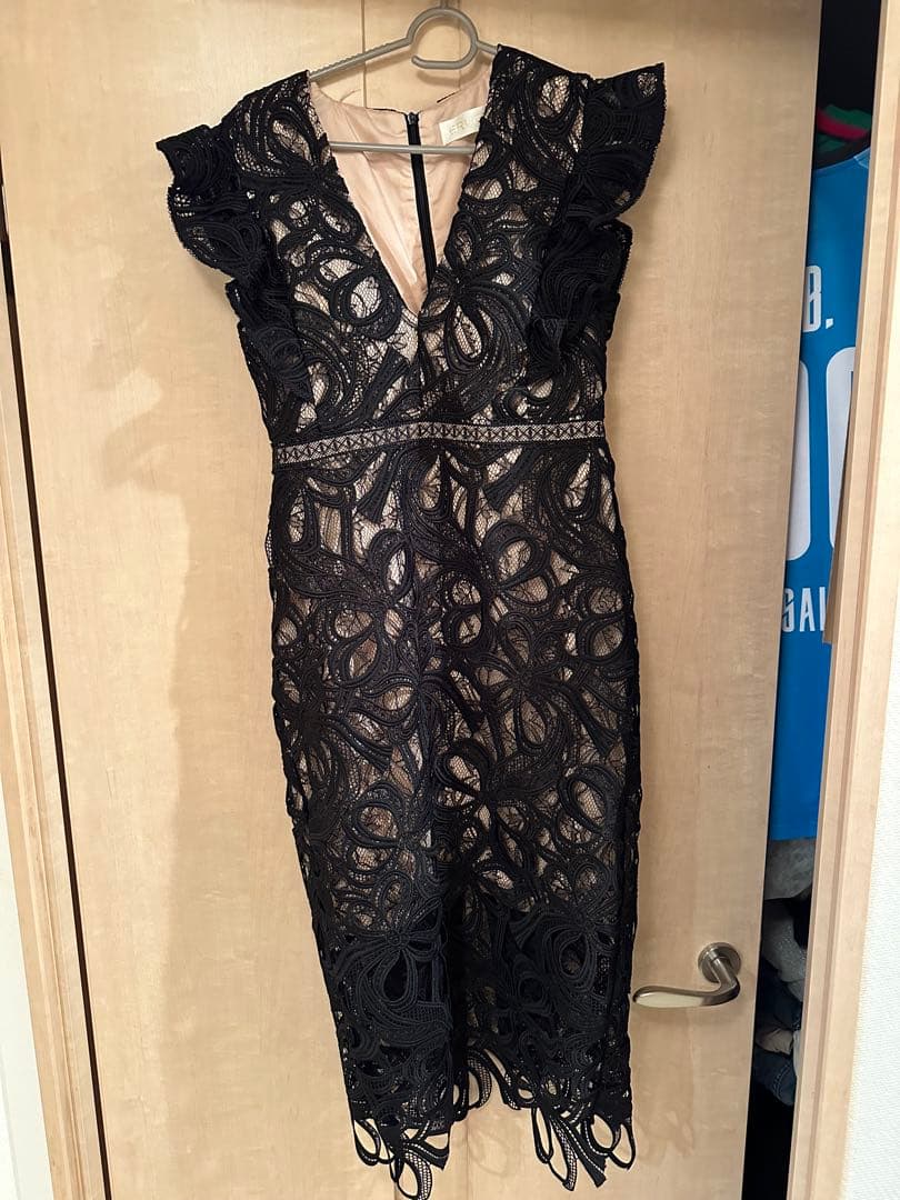 ERUKEI レースタイトフィットドレス 黒