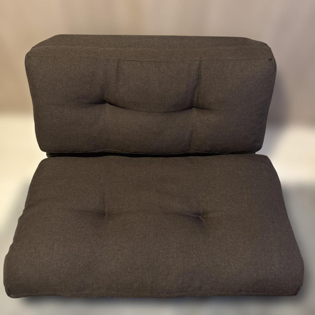 ダークグレー クッション付きリクライニングソファ