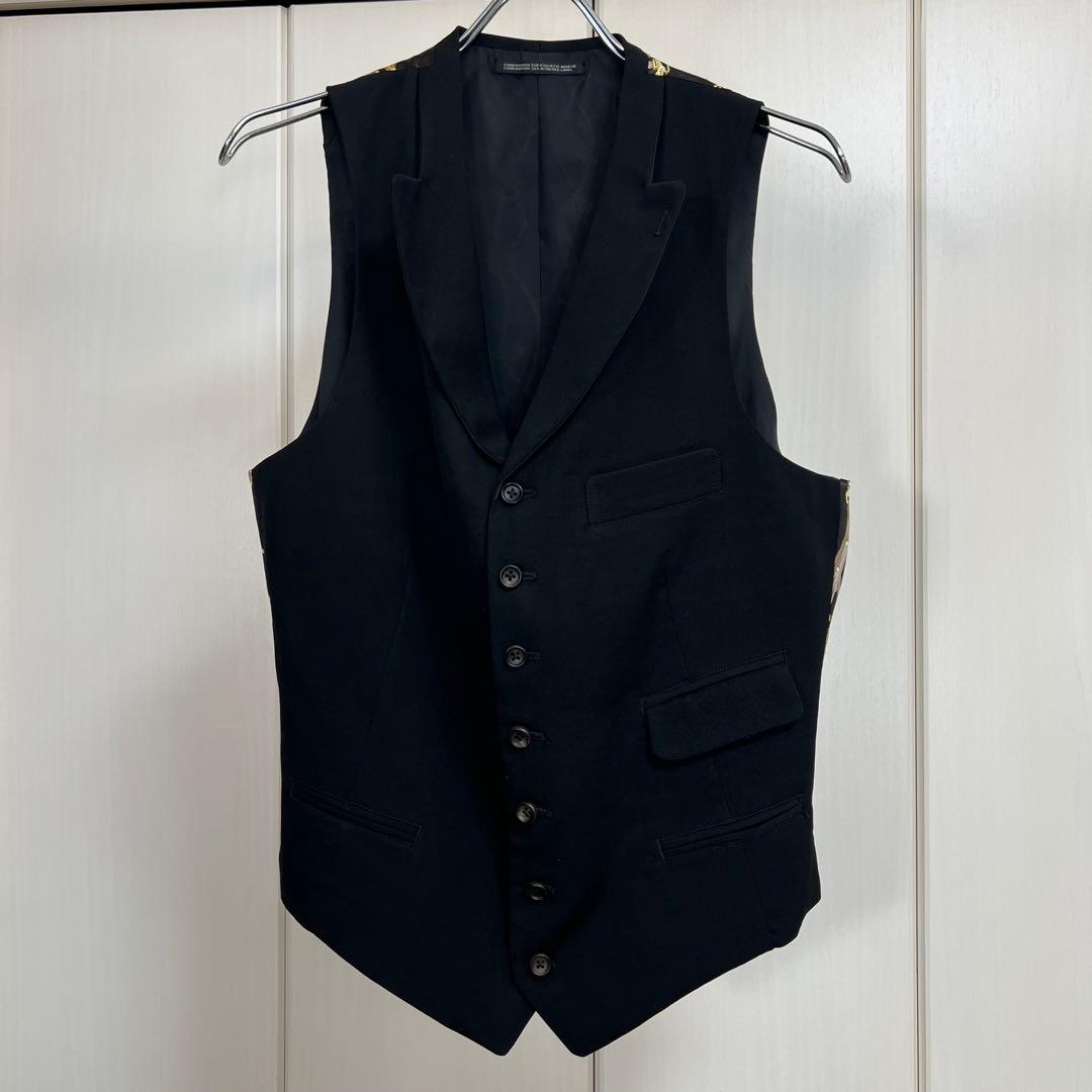 Yohji Yamamoto バックグラフィックデザイン ウールギャバ ジレ