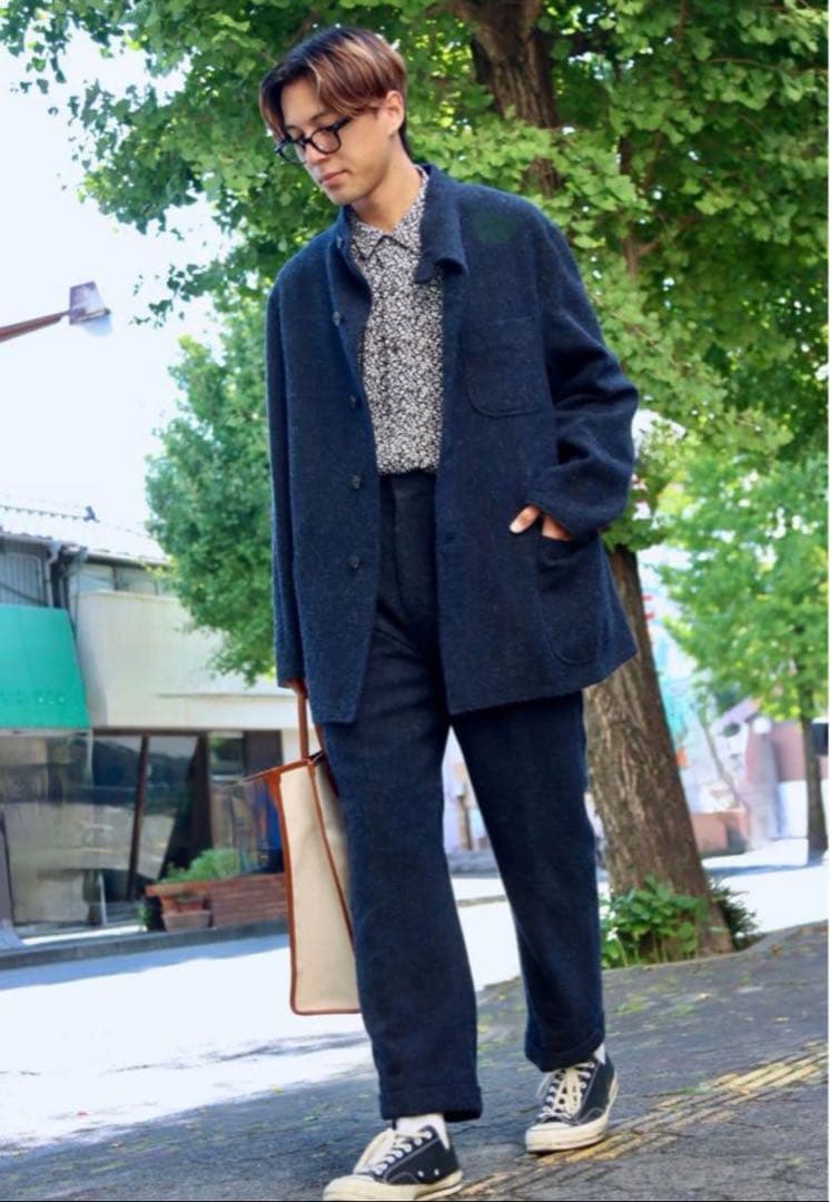 A PRESSE　Tweed Hunting Jacket Navy