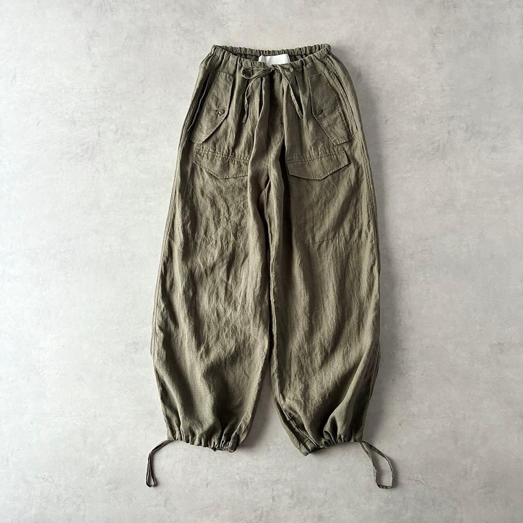定番人気　TICCA　ティッカ　リネン　カーゴパンツ　麻100%　ウエストゴム