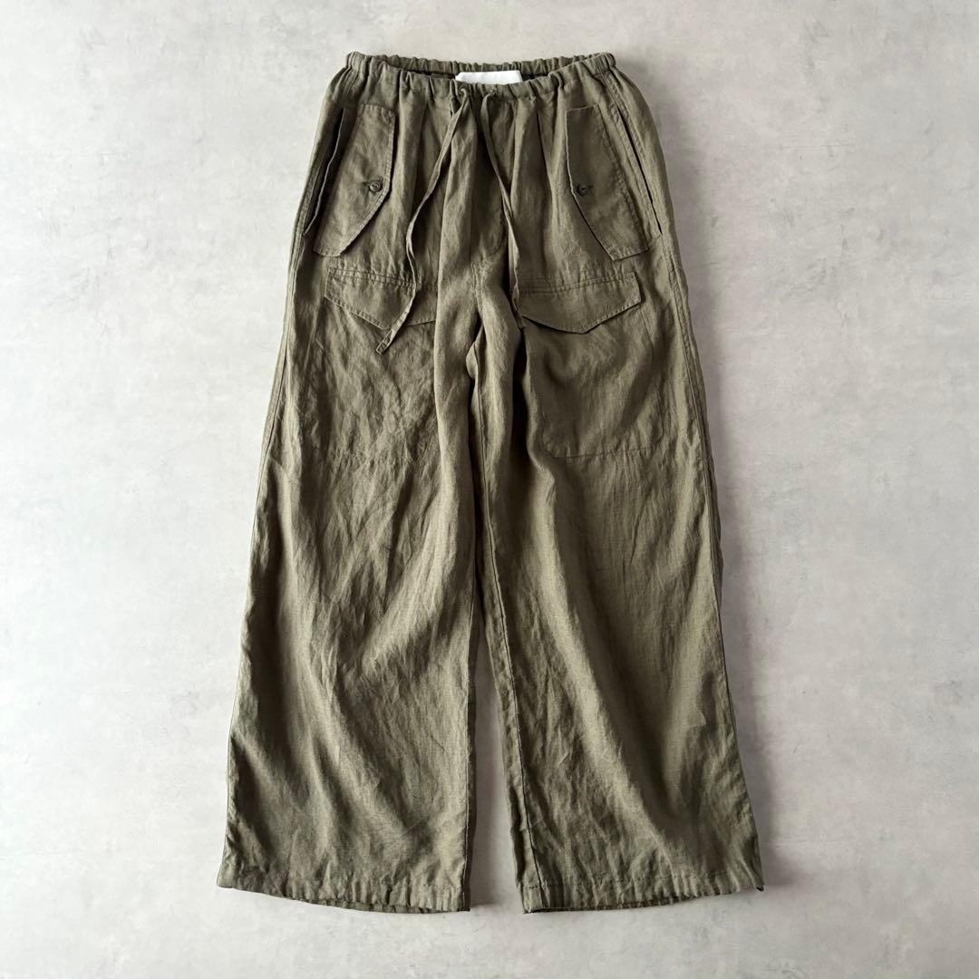 定番人気　TICCA　ティッカ　リネン　カーゴパンツ　麻100%　ウエストゴム