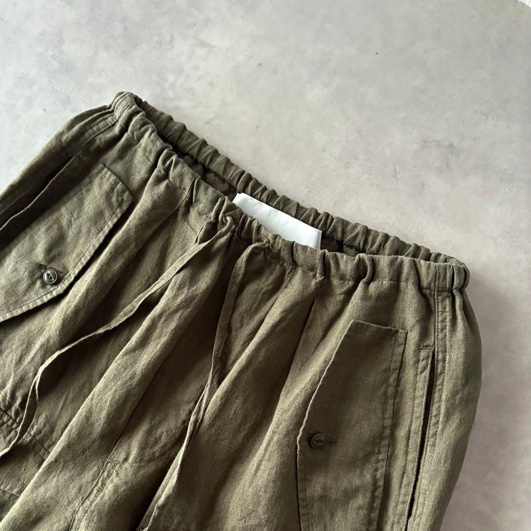定番人気　TICCA　ティッカ　リネン　カーゴパンツ　麻100%　ウエストゴム